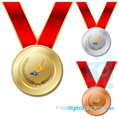 Gold Silver Bronze Medals Stock Image