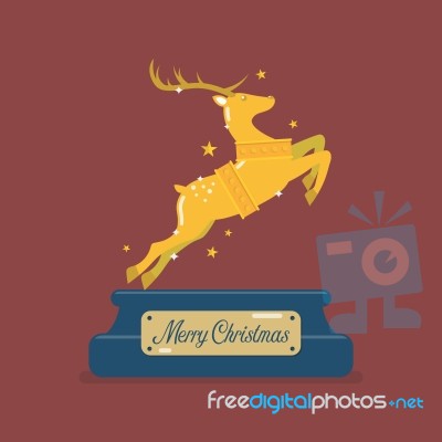Golden Christmas Reindeer Stock Image