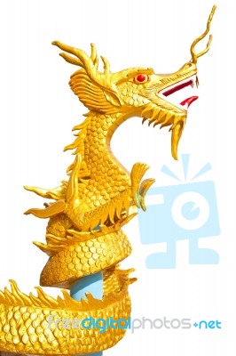 Golden Dragon Statue Stock Photo