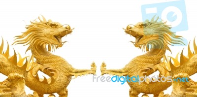 Golden Dragon Statue Stock Photo