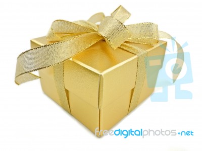Golden Gift Box Stock Photo