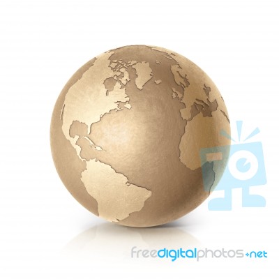 Golden Globe 3d Illustration North And South America Map Stock Photo