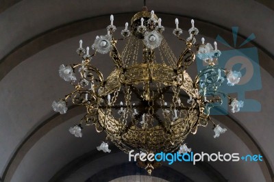 Golden Light Fitting In The Collegiate Church In Arco Trentino I… Stock Photo Golden Light Fitting In The Collegiate Church In Arco Trentino I… Stock Photo