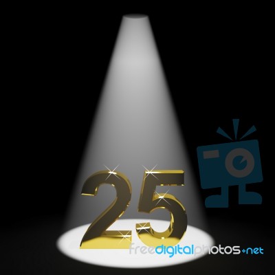Golden Number Of 25 With Spotlit Stock Image