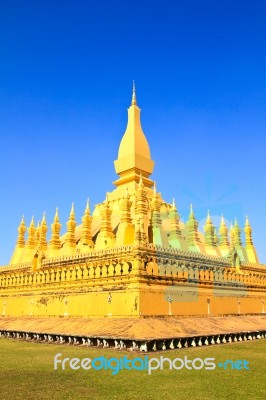 Golden Pagada In Wat Pha That Luang, Vientiane, Laos Stock Photo
