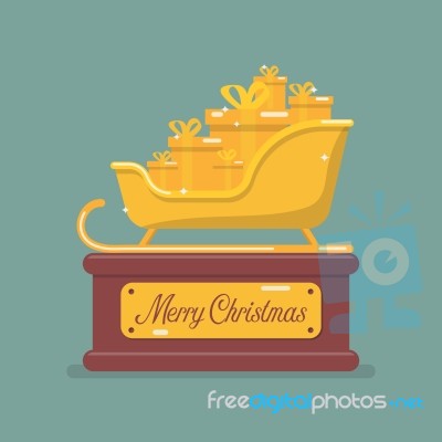 Golden Santa Sleigh Trophy Stock Image