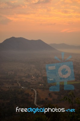 Golden Time At Phu Tok Stock Photo