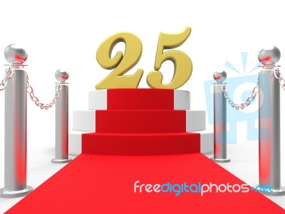 Golden Twenty Five On Red Carpet Means Movie Anniversary Or Reme… Stock Image