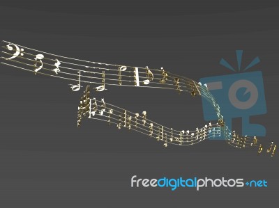 Golden Wave Of musical score Stock Image
