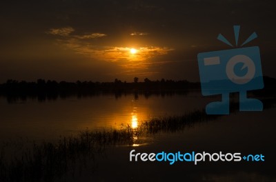 
Golden West Is About To Leave The Horizon. In The Beautiful Lig… Stock Photo