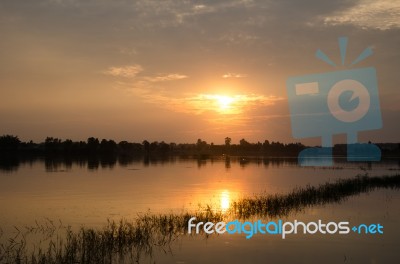 
Golden West Is About To Leave The Horizon. In The Beautiful Lig… Stock Photo