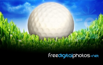 Golf Ball In Green Grass Stock Photo