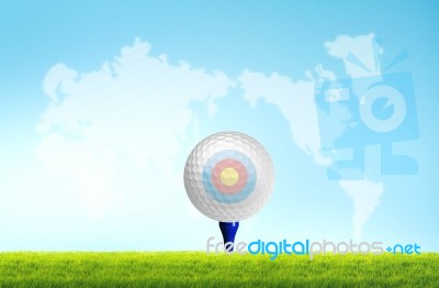 Golf Ball With Target Stock Photo