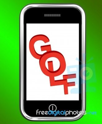 Golf On Phone Means Golfer Club Or Golfing Stock Image