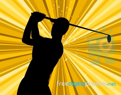 Golf Swing Indicates Golf-club Exercise And Golfing Stock Image