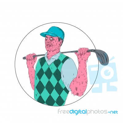 Golfer Golf Club Circle Grime Art Stock Image