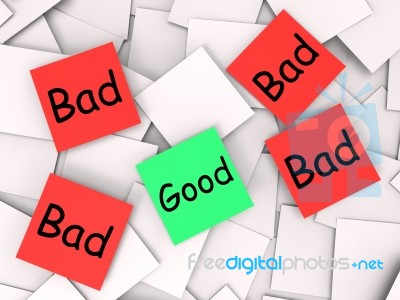Good Bad Post-it Notes Mean Acceptable Or Unacceptable Stock Image