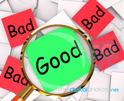 Good Bad Post-it Papers Mean Acceptable Or Unacceptable Stock Image
