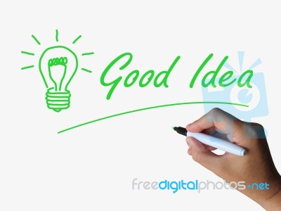 Good Idea And Lightbulb Indicate Bright Ideas And Concepts Stock Image