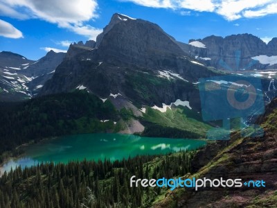 Gorgeous Lake Grinnell In Montana Stock Photo