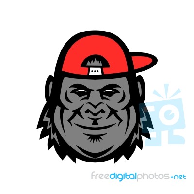 Gorilla Wearing Cap Mascot Stock Image