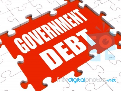 Government Debt Puzzle Shows Nation Penniless And Bankrupt Stock Image