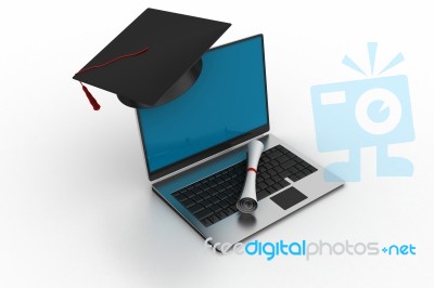 Graduation Hat And Diploma Stock Image