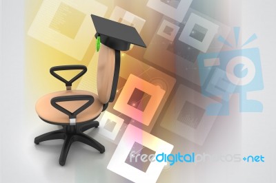 Graduation Hat In Office Chair Stock Image