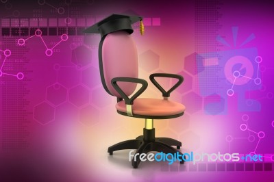 Graduation Hat In Office Chair Stock Image