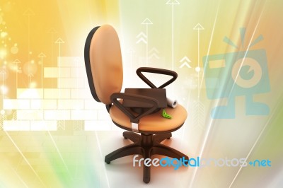 Graduation Hat In Office Chair Stock Image