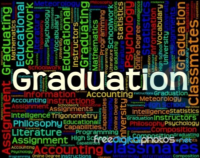 Graduation Word Shows Graduate Qualification And Qualified Stock Image