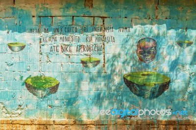 Graffiti On The House Wall In Palenque, Colombia Stock Photo
