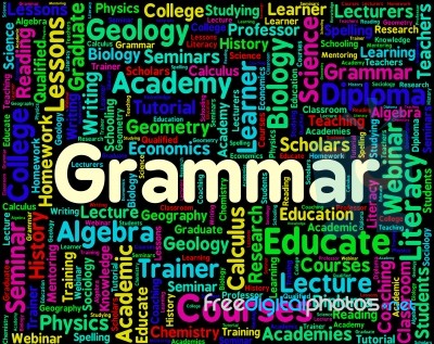 Grammar Word Indicates Rules Of Language And Foreign Stock Image