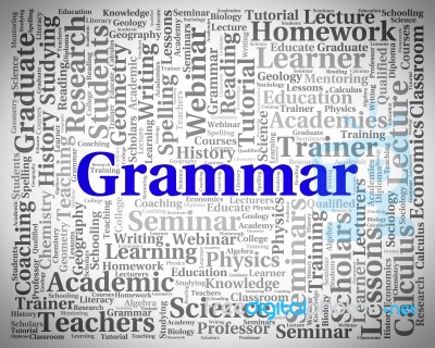 Grammar Word Indicates Rules Of Language And Foreign Stock Image