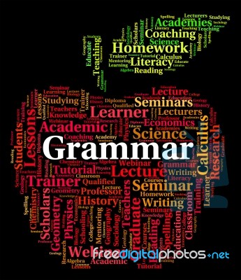 Grammar Word Shows Rules Of Language And Communication Stock Image