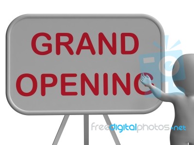 Grand Opening Whiteboard Shows New Store Open Celebration Stock Image