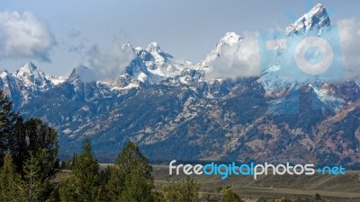Grand Teton Mountain Range Stock Photo