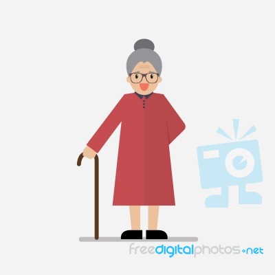 Grandma Standing Full Length Smiling Stock Image