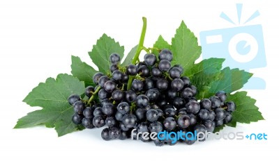 Grape With Leaf Isolated On The White Background Stock Photo