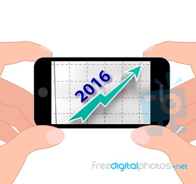 Graph 2016 Displays Forecast Of Rising Sales Stock Image