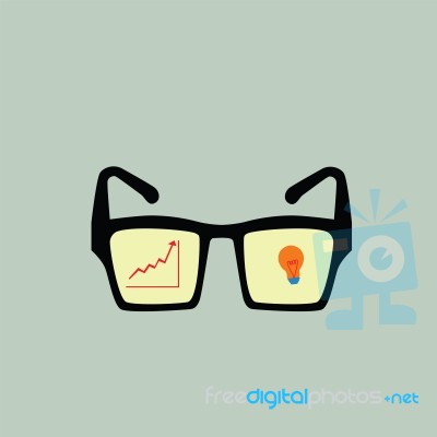 Graph Growth And Bulb On Glasses Stock Image