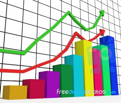 Graph Increasing Indicates Growth Statistics And Increase Stock Image