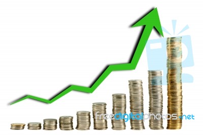 Graph Made By Coin Stock Image