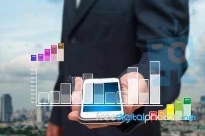 Graph Report From Smart Phone Stock Photo