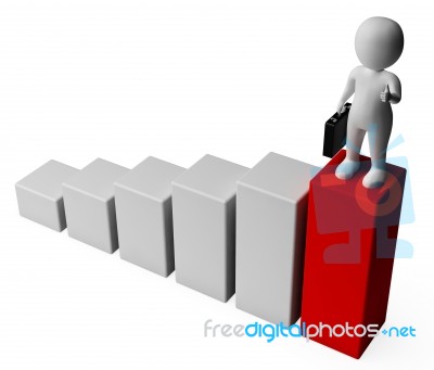 Graph Success Shows Business Person And Advance 3d Rendering Stock Image