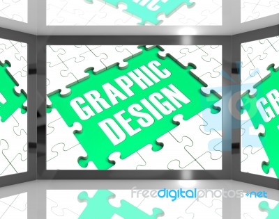 Graphic Design On Screen Showing Graphic Designer Stock Image