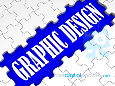Graphic Design Puzzle Shows Digital Creativity Stock Image