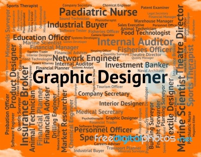 Graphic Designer Indicating Pictorial Jobs And Symbolic Stock Image