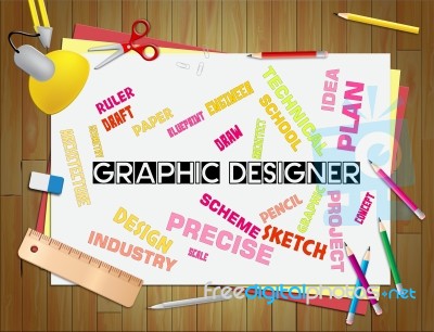 Graphic Designers Represents Illustrative Originator And Illustration Stock Image