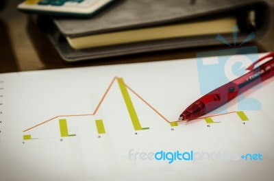 Graphs And Pen Stock Photo